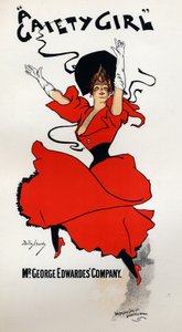 Kunst. Underholdning. En munter pige, operette af Owen Halls og Sidney Jones. Plakat af Dudley Hardy, England af Dudley Hardy