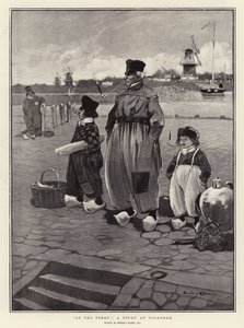 På Færgen, et studie ved Volendam af Dudley Hardy
