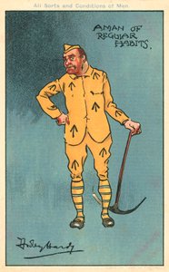 Forbrydelse og straf: fange med en hakke (chromolitho) af Dudley Hardy