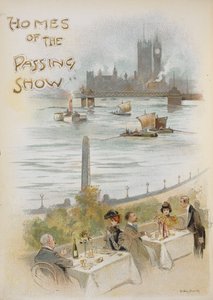 Illustreret titelblad, der viser en scene ved Themsen. af Dudley Hardy