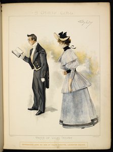 To karakterer. En mand læser en bog og en dame. af Dudley Hardy