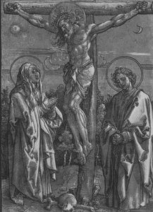 Kristus på korset med jomfruen og Johannes, 1500-1550. af Dürer School.