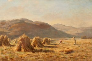 Høst nær Dumyat, Ochil Hills (olie på lærred) af Duncan Cameron