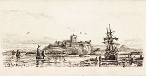 Hollandsk skonnert strandet ved Bamburgh (blæk på kort) af Duncan F. McLea