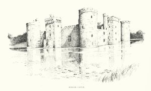 Bodiam Slot (litografi) af Duncan Moul