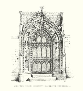 Døråbningen til kapitelhuset, Rochester Cathedral (litografi) af Duncan Moul