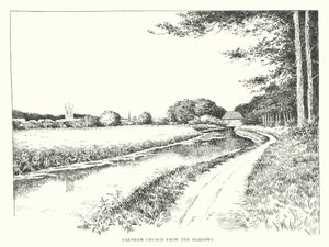Farnham Church fra engene (litografi) af Duncan Moul