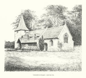 Greenstead Kirke (litografi) af Duncan Moul