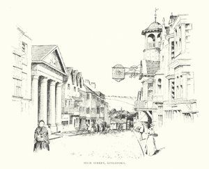 High Street, Guildford (litografi) af Duncan Moul