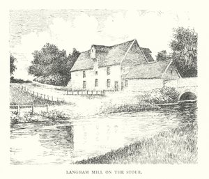 Langham Mill ved Stour (litografi) af Duncan Moul