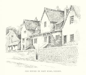 Gamle huse i Main Road, Lexden (litografi) af Duncan Moul