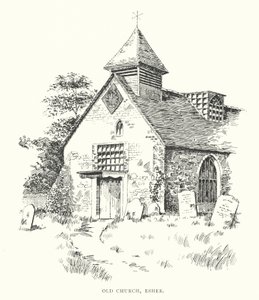 Den gamle kirke, Esher (litografi)