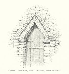 Saksisk døråbning, Holy Trinity, Colchester (litografi) af Duncan Moul