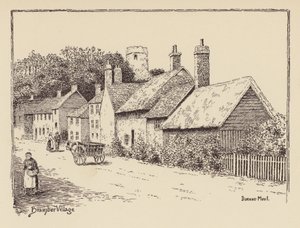 Sussex: Bramber Village (litografi) af Duncan Moul