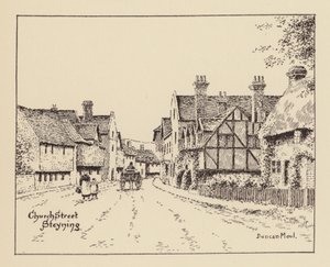 Sussex: Church Street, Steyning (litografi) af Duncan Moul