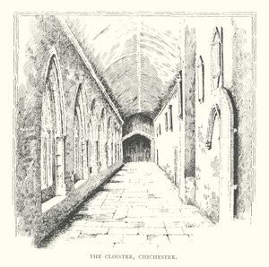 Klosteret, Chichester (litografi) af Duncan Moul