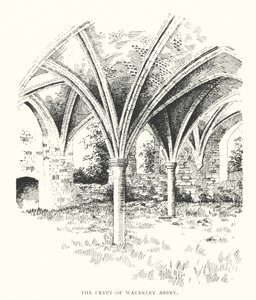 Krypten i Waverley Abbey (litografi) af Duncan Moul