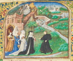 Side fra "La Belle Dame Sans Merci" af Alain Chartier, Paris, begyndelsen af ​​det 15. århundrede