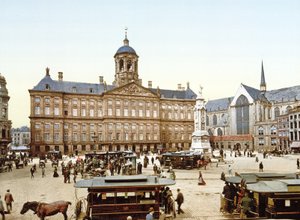 Det kongelige palads i Amsterdam fra Dam-pladsen, 1890-1900