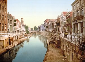 Udsigt ned ad Oudegracht i Utrecht, 1890-1900