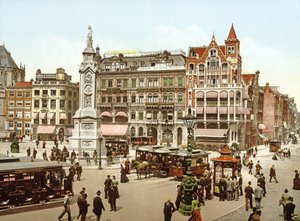 Udsigt over Dam-pladsen i Amsterdam, 1890-1900