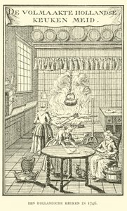 A Dutch kitchen in 1746  af Dutch School