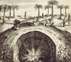 En kæmpe underjordisk dampkoger, fra Kina Illustreret af Athanasius Kircher (1601-80) 1667 af Dutch School