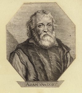 Adam Van Oort, født som Adam van Noort, en belgisk kunstner. Graveret af Johann Georg Waldreich af Dutch School