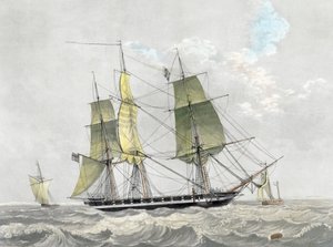 Amerikansk flådekorvet under sejl, begyndelsen af det 19. århundrede (tryk) af Dutch School