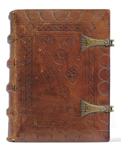 Timebog og bønnebog på hollandsk, Nedre Rheinland, Emmerich, Cleves, ca. 1480 (blæk & pigment på vellum & papir, indbundet i kalveskind over brædder med metalspænder) af Dutch School