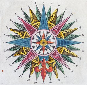 Compass Rose, fra et Blaue Atlas, udgivet i Amsterdam, 1697