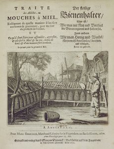Omslag af Traite des Abeilles, ou Mouches a Miel... trykt på fransk og tysk, graveret af G.V.Eckhout, Amsterdam 1670 af Dutch School