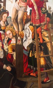 Nedstigning fra korset,1520 (olie på lærred) af Dutch School