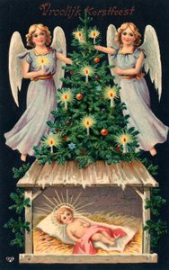 Hollandsk julekort (farvelitografi) af Dutch School