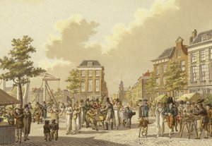 Flower market, Rotterdam, 1807  af Dutch School