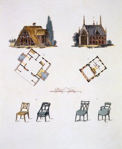 Havedekorationer, fra Magazine of Garden Gems af G. van Laar, udgivet 1802 af Dutch School