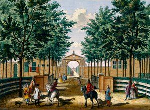 Haverne i Francois van Haringkaspels lystpalads, fra Het Zeganpralent Kennemerlant af Hendrick de Leth og Matthias Brouerius Van Nidek, udgivet ca. 1700-1730 af Dutch School