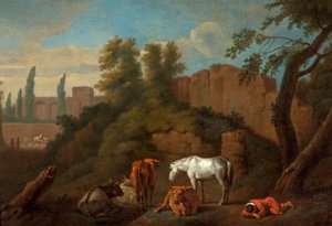 Landskab med en sovende dreng, ca. 1650