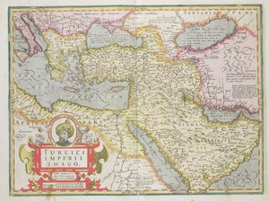 Kort over det tyrkiske imperium fra Mercator Atlas pub. af Jodocus Hondius (1563-1612) Amsterdam, 1606