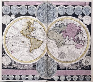 Kort over verden, ca. 1717 af Dutch School