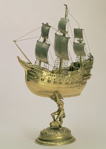 Modelkrigsskib, Amsterdam, 1595-96 (forgyldt sølv) af Dutch School