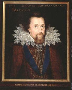 Portræt af James I, konge af England, 1614 af Dutch School