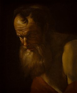 Portræt af en helgen (Fragment) (olie på lærred) af Dutch School