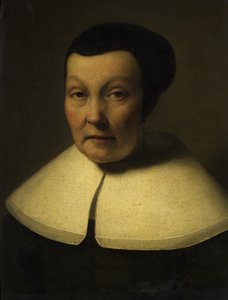 Portræt af en ældre dame (olie på lærred) af Dutch School