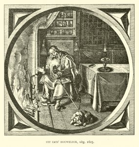 Scene from Houwelick, by Jacob Cats, 1625  af Dutch School