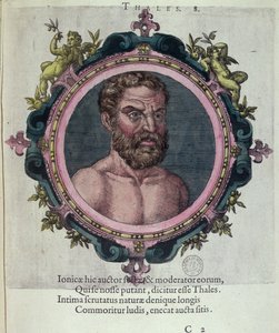 Thales of Miletus (ca. 625-547 f.Kr.), illustration fra Ancient and New Physics and Philosophers
