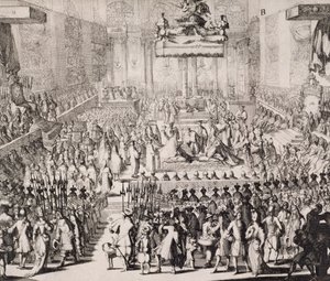 Kroningen af Vilhelm af Orange (1650-1702) og Mary (1662-94), i Westminster Abbey, 21. april 1689 af Dutch School
