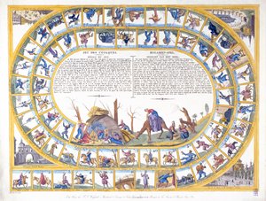 Kosakspillet med illustrationer af forskellige typer russiske soldater, ca. 1815-16 af Dutch School