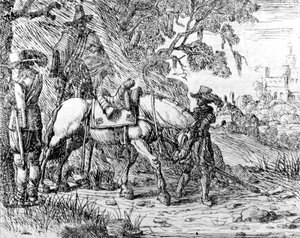 Two Riders Resting, af Hendrik Vershuring, 1627-1690 (tegning) af Dutch School