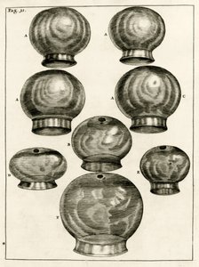 Forskellige cuppingglas, fra The Practice of Medicine af Frederik Dekkers, 1694 af Dutch School